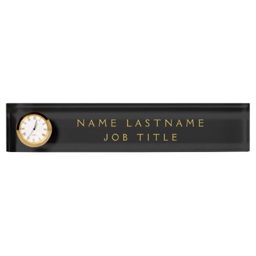 Black Gold Modern Elegant Professional Classy Desk Name Plate