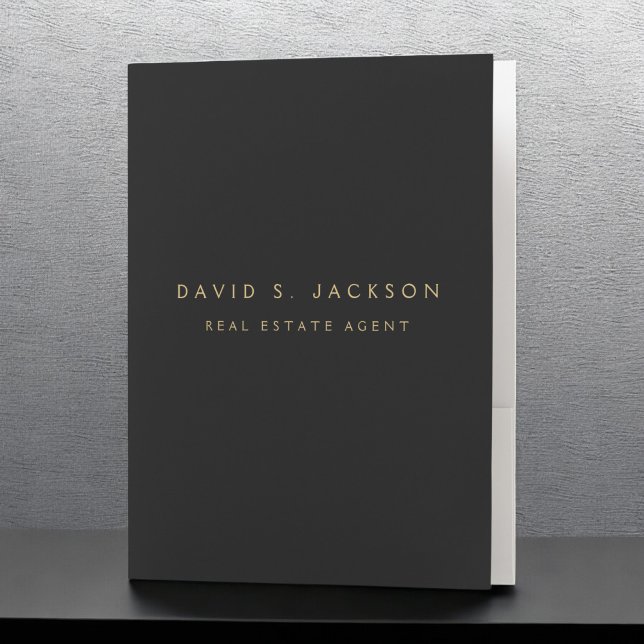 Black Gold Modern Elegant Professional Classy Pocket Folder (Creator Uploaded)