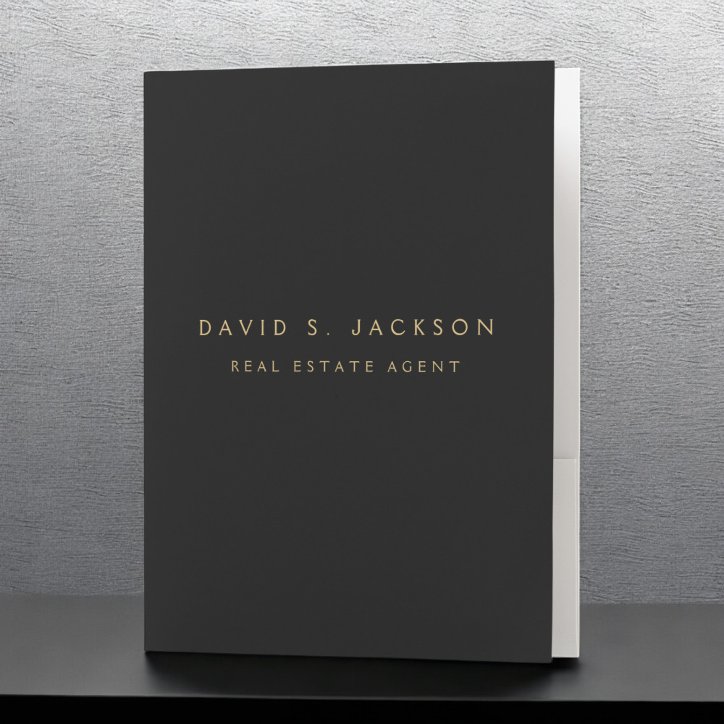 Black Gold Modern Elegant Professional Classy Pocket Folder