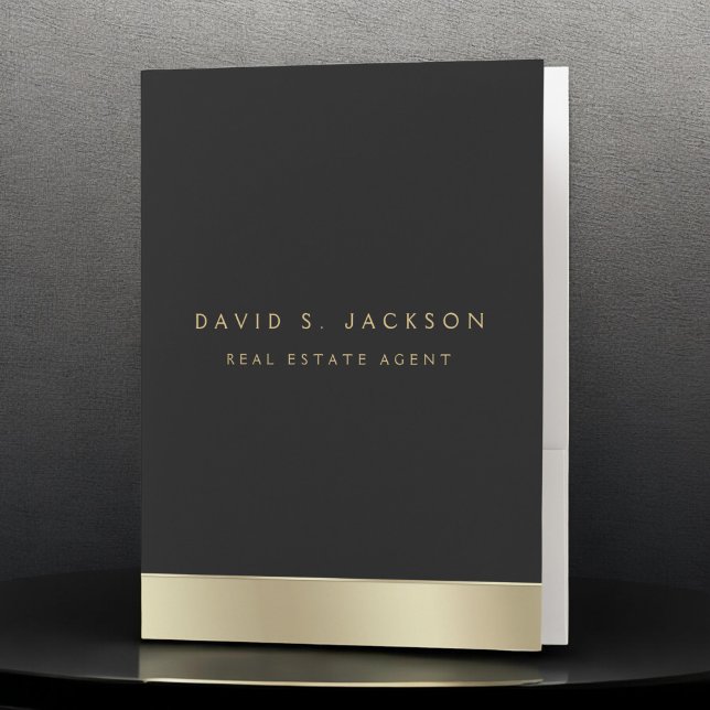 Black Gold Modern Elegant Professional Classy Pocket Folder (Creator Uploaded)