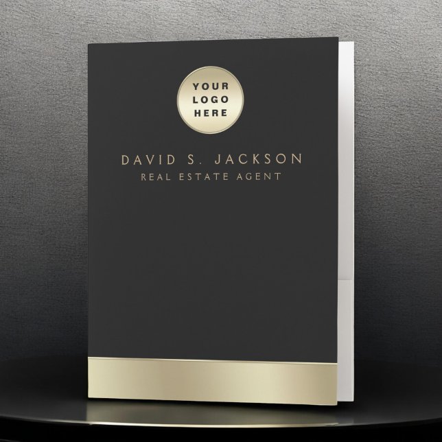 Black Gold Modern Elegant Professional Classy Pocket Folder (Creator Uploaded)