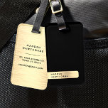 Black Gold Modern Elegant Simple Brushed Metal Luggage Tag<br><div class="desc">Black Gold Modern Elegant Simple Brushed Metal Luggage Tag. Elegant Minimalist sans serif typography design.</div>