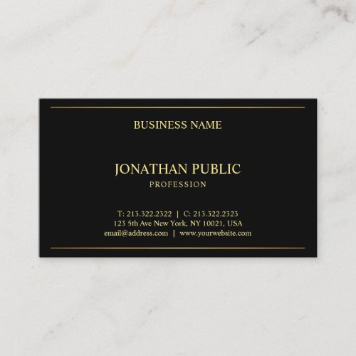 Black Gold Modern Elegant Template Professional Business Card