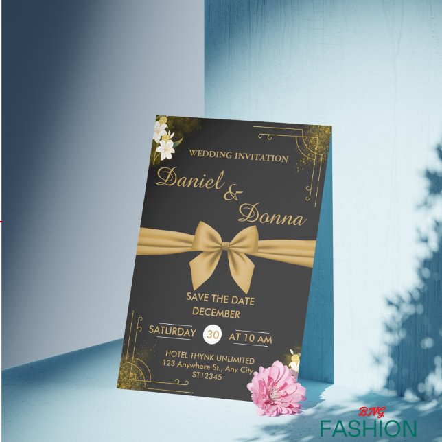 Black & Gold Modern Elegant Wedding Celebration Save The Date (Creator Uploaded)