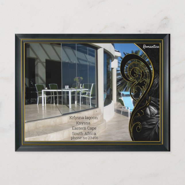 Black Gold Modern Geometric Abstract Postcard (Front)