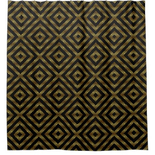 Black  Gold Modern Geometric Seamless Pattern Shower Curtain