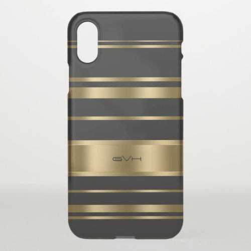 Black  Gold Modern Geometric Stripes iPhone X Case