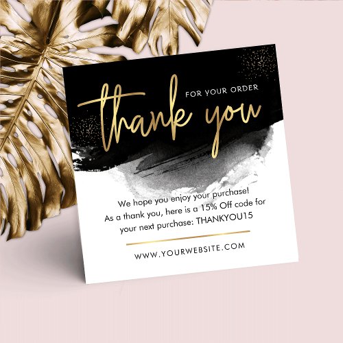 Black  Gold Modern Logo Business Thank You Note
