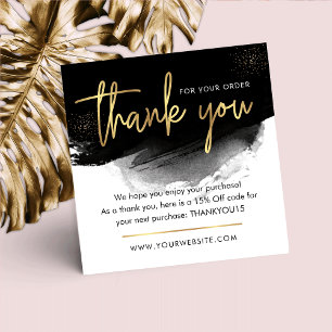 Black & Gold Modern Logo Business Thank You Note Card