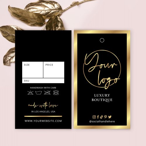 Black  Gold Modern Logo Clothing Label Price Tag