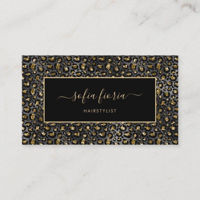 Black Gold Modern Luxury Hairstylist Business Card (Front)