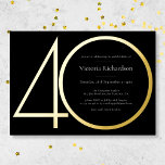 Black Gold Modern Minimalist 40th Birthday Party Foil Invitation<br><div class="desc">Black Gold Modern Minimalist 40th Birthday Party Foil Invitation. Modern minimalist birthday invitation design, simple yet classy and elegant with real gold foil! Great for a black & gold themed party! This is a customizable template, if you need some help customizing it simply contact the designer by clicking on the...</div>