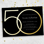 Black Gold Modern Minimalist 50th Birthday Foil Invitation<br><div class="desc">Black Gold Modern Minimalist 50th Birthday Foil Invitation. Modern minimalist birthday invitation design,  simple yet classy and elegant with real gold foil! Great for a black & gold themed party! Need help customizing this design? Contact the designer/creator by clicking on the 'Message' button below.</div>