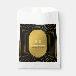 Black & Gold Modern Minimalist Arch Wedding  Favor Bag