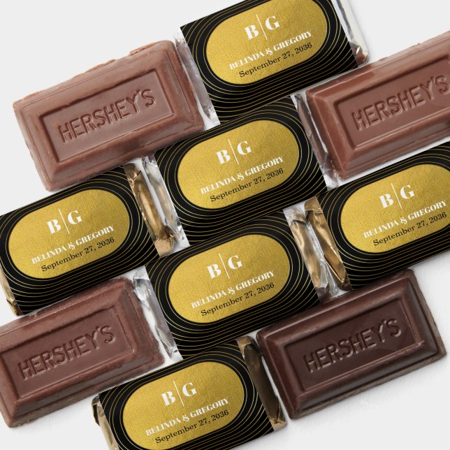 Black & Gold Modern Minimalist Arch Wedding  Hershey's Miniatures (Assorted)