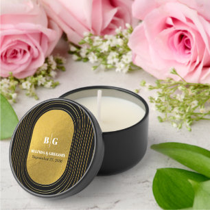 Black & Gold Modern Minimalist Arch Wedding  Mini Candle Favors