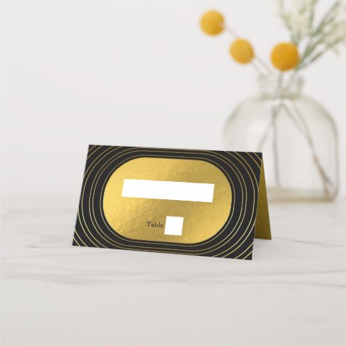 Black  Gold Modern Minimalist Arch Wedding Place Card