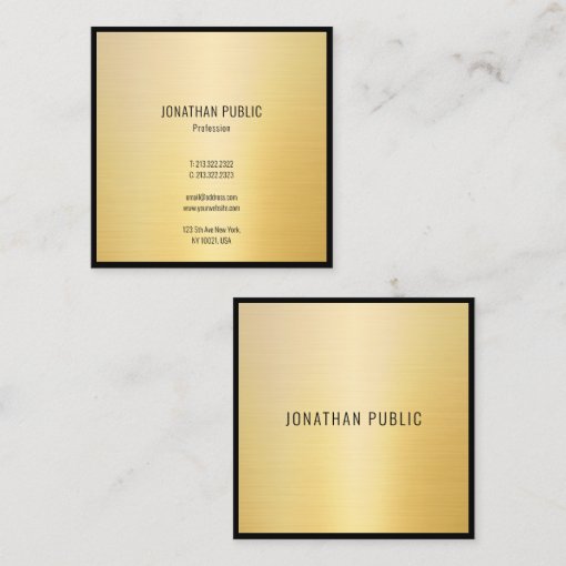 Black Gold Modern Minimalist Elegant Professional Square Business Card