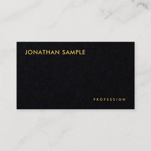 Black Gold Modern Minimalist Elegant Template Business Card (Front)
