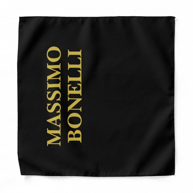 Black Gold Modern Minimalist Elegant Your Name Bandana (Front)