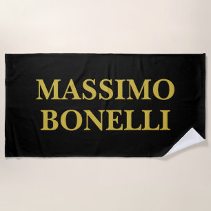 Black Gold Modern Minimalist Elegant Your Name Beach Towel
