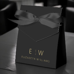 Black Gold Modern Minimalist Monogram Name Favor Boxes