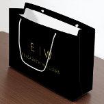 Black Gold Modern Minimalist Monogram Name Large Gift Bag<br><div class="desc">Present your gifts in style with our Black and White Modern Minimalist Monogram Name Gift Bag. This elegant bag boasts a clean and contemporary design, featuring a customizable monogram that adds a personalized touch to your gift-giving. Crafted with quality in mind, this bag is both sophisticated and minimalist, making it...</div>
