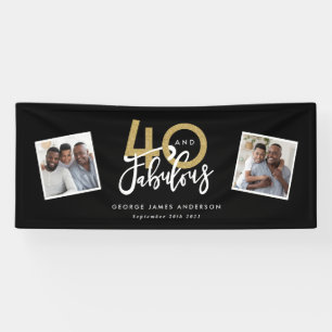 Black & gold modern multi photo 40 and fabulous banner