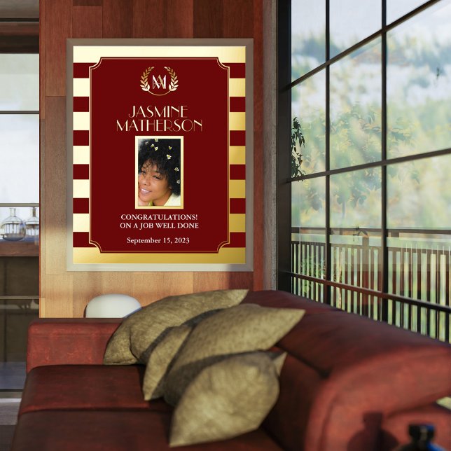 Black Gold Modern Photo Congrats Job Well Done Foil Prints (Creator Uploaded)