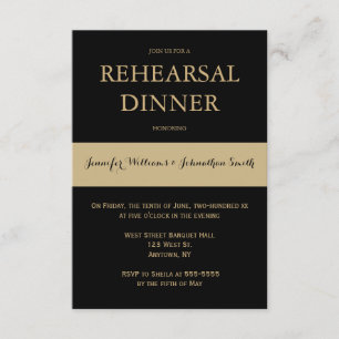 Black & gold modern rehearsal dinner invitations