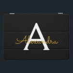 Black Gold Modern Script Girly Monogram Name<br><div class="desc">Black and Gold Simple Script Monogram Name Laptop Case. This makes the perfect sweet 16 birthday,  wedding,  bridal shower,  anniversary,  baby shower or bachelorette party gift for someone that loves glam luxury and chic styles.</div>