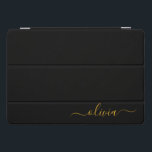 Black Gold Modern Script Girly Monogram Name<br><div class="desc">Black and Gold Simple Script Monogram Name Laptop Case. This makes the perfect sweet 16 birthday,  wedding,  bridal shower,  anniversary,  baby shower or bachelorette party gift for someone that loves glam luxury and chic styles.</div>