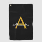 Black Gold Modern Script Girly Monogram Name