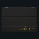Black Gold Modern Script Girly Monogram Name iPad Pro Cover<br><div class="desc">Black and Gold Simple Script Monogram Name Laptop Case. This makes the perfect sweet 16 birthday,  wedding,  bridal shower,  anniversary,  baby shower or bachelorette party gift for someone that loves glam luxury and chic styles.</div>
