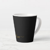 Black Gold Modern Script Girly Monogram Name Latte Mug (Right Angle)