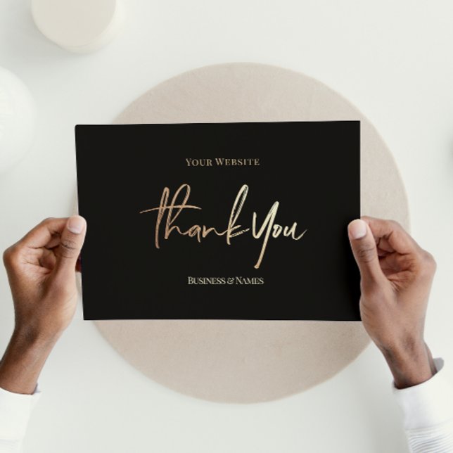 Black Gold Modern Script | Thank You Foil Cards (Creator Uploaded)