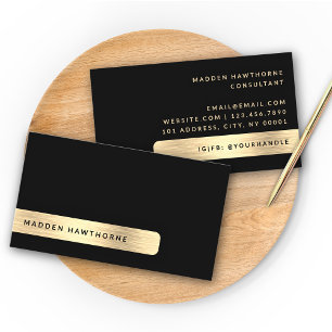 Black Gold Modern Simple Elegant Brushed Metal Business Card