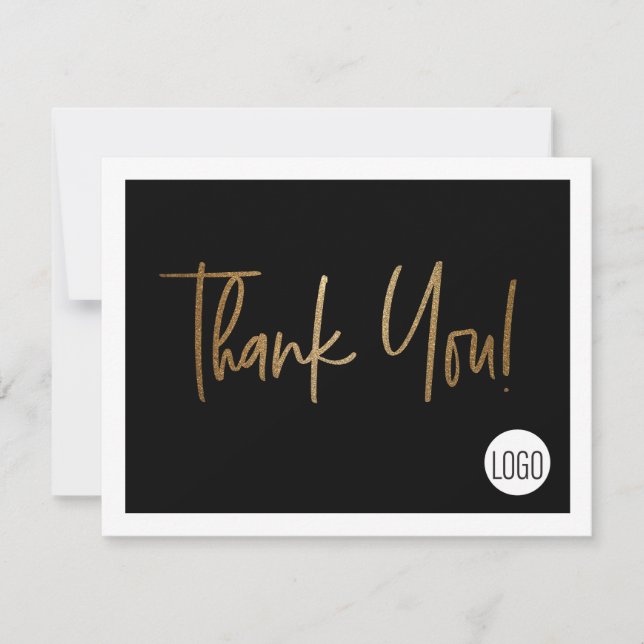 Black Gold Modern Small business Discount offer Thank You Card (Front)