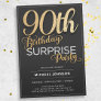 Black Gold Modern Surprise 90th Birthday Party Invitation