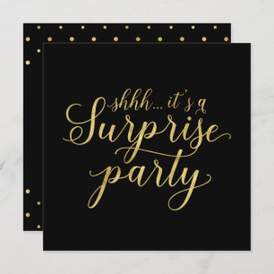 Black & Gold Modern Surprise Retirement Party Invitation