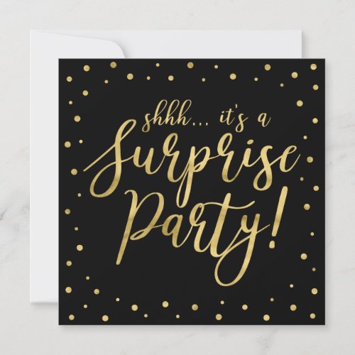 Black  Gold  Modern Surprise Retirement Party Invitation