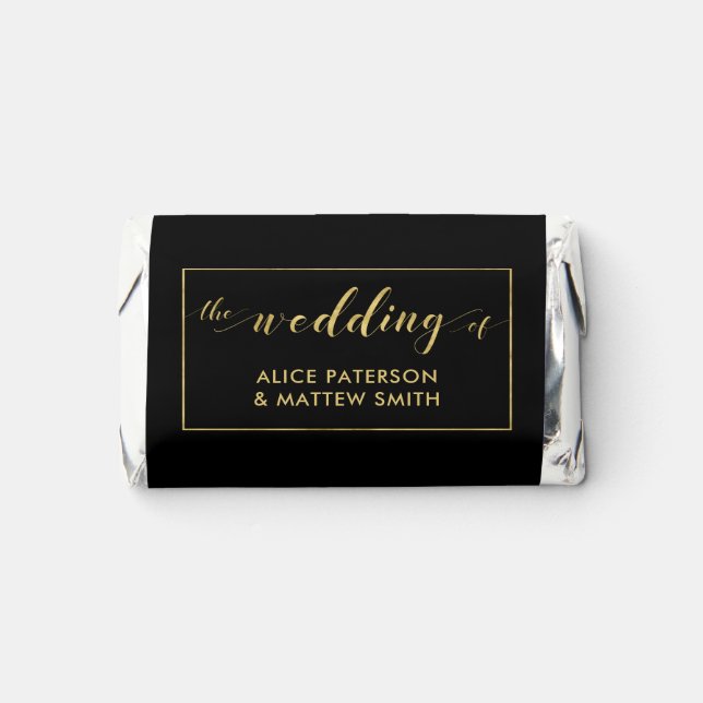 Black & Gold Modern Wedding Logo Initials Hershey's Miniatures (Front)