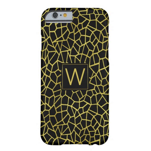 Black Gold Monogram Art Deco Upscale Luxury Barely There iPhone 6 Case