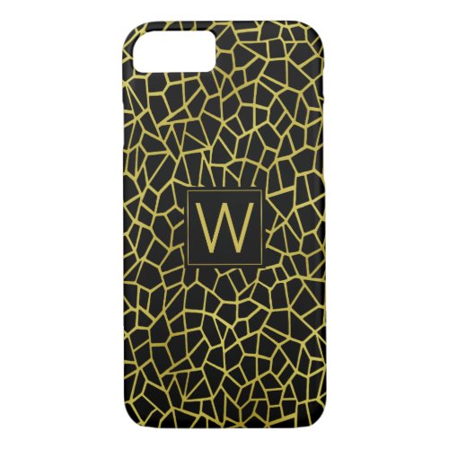 Black Gold Monogram Art Deco Upscale Luxury iPhone 87 Case