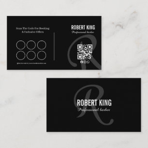 Black Gold Monogram Barber Punch Loyalty Card