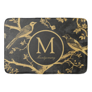 Black Gold Monogram Bath Mat