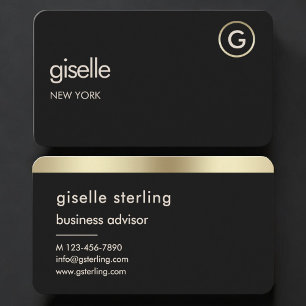 Black Gold Monogram  Business Card