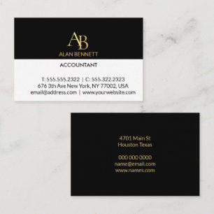 Black Gold Monogram Business Card Elegant Custom