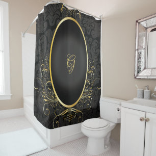 Black gold Monogram Classy Royal Style  Curtain