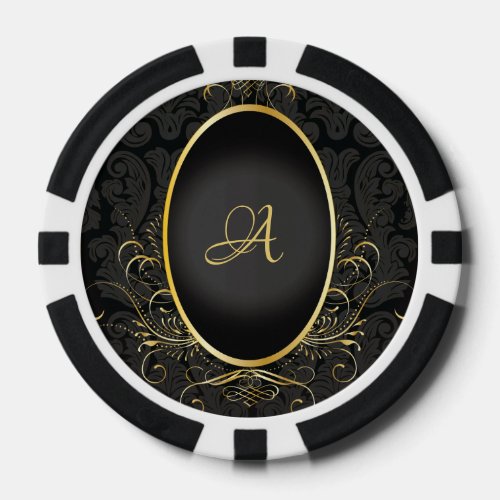 Black gold Monogram Classy Royal Style Poker Chip